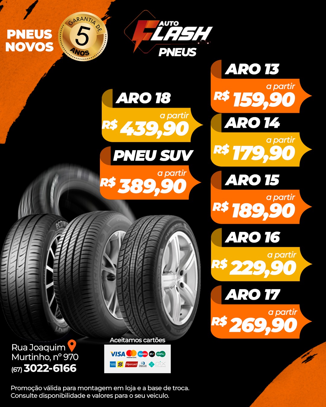 Tabela de Preços Pneus Auto Flash